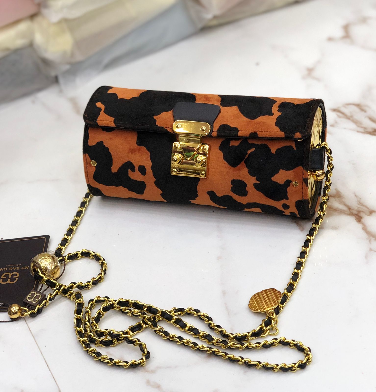 Designer Sling Bag Orange Black