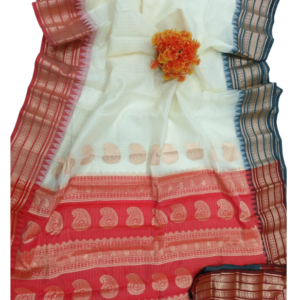 South Cotton Kota Gadwal - White/Red