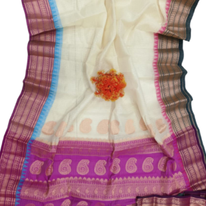 South Cotton Kota Gadwal - White/Mazenta