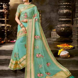 Light Green Pure Organza Sari