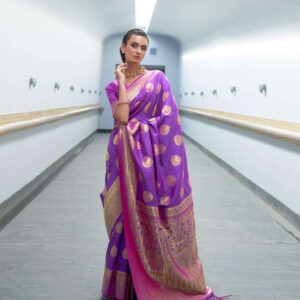 Purple Designer Handloom Silk Sari