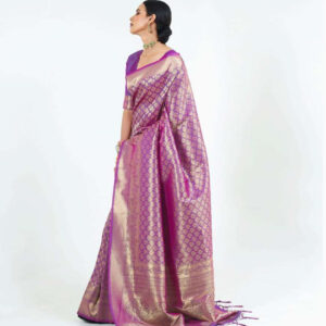 Purple Designer Handloom Silk Sari