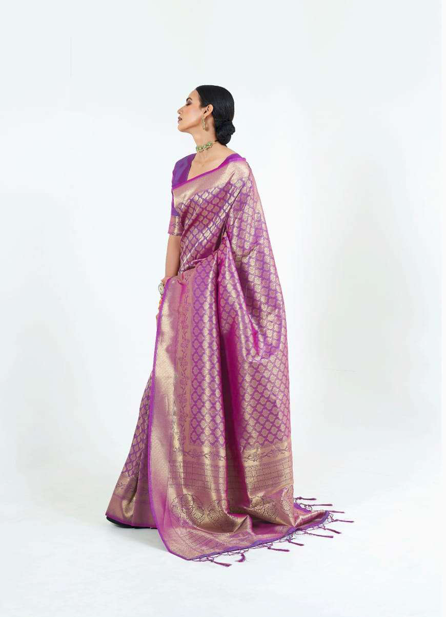 Purple Designer Handloom Silk Sari