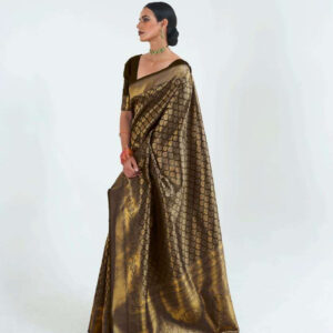 Black Designer Handloom Silk Sari