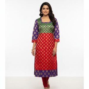 Multicoloured Chanderi Straight Kurti
