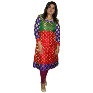 Multicoloured Chanderi Straight Kurti