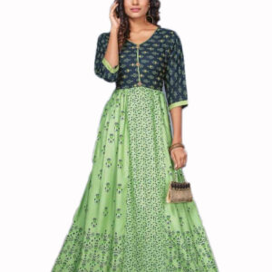 Green Combination Anarkali Kurti