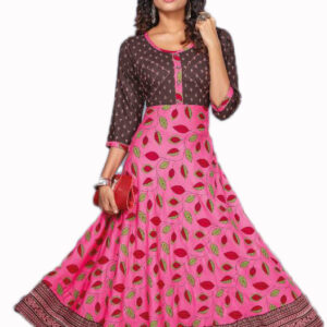 Brown and Pink Combination Anarkali Kurti
