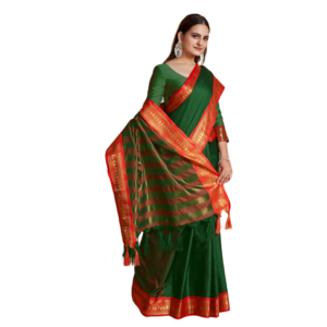 Benarasi Silk Sari with BP - Bottle Green