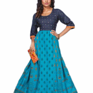 Blue Combination Anarkali Kurti